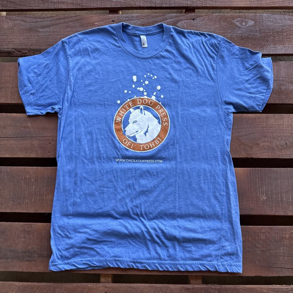 Chickasaw Nation White Dog Press Anompolichi Native American T-Shirt Blue Large